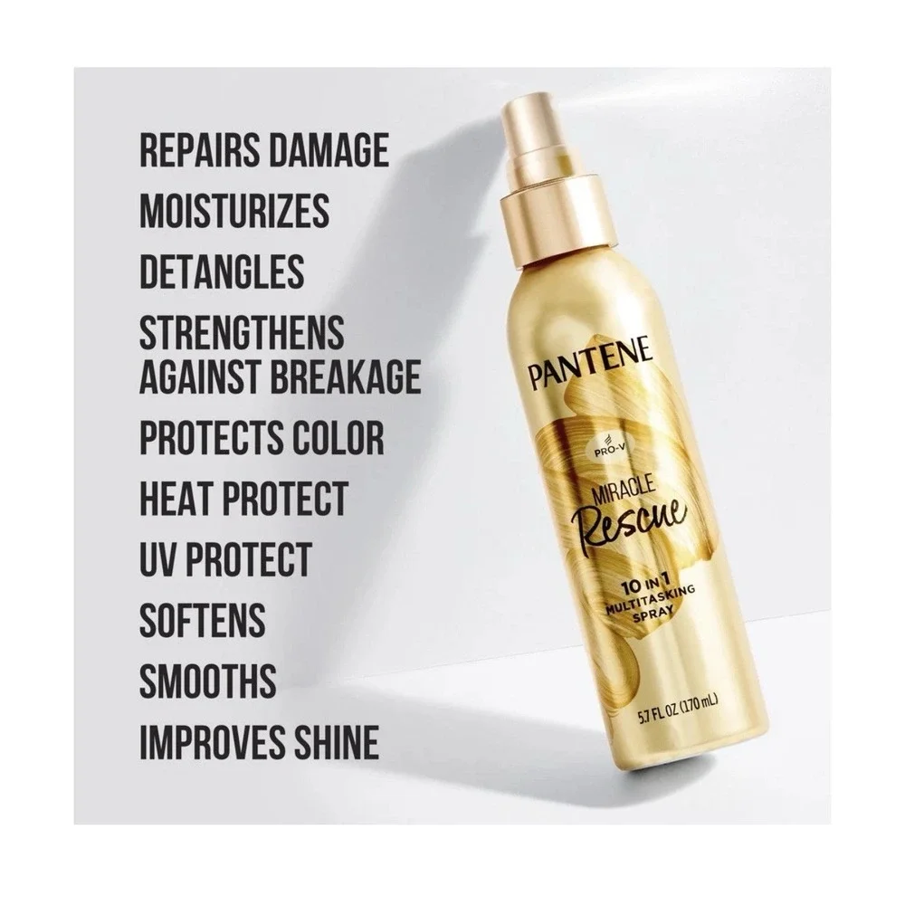 ✅Pantene Miracle Rescue 10 in 1 Multitasking Leave in Spray Conditioner, 5.7 Oz